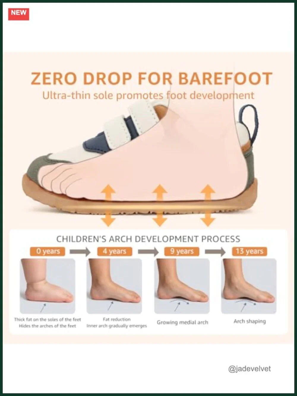 Toddler Barefoot Wide Walking Sneakers, Zero Drop, Hook and Loop, Non-slip TPR